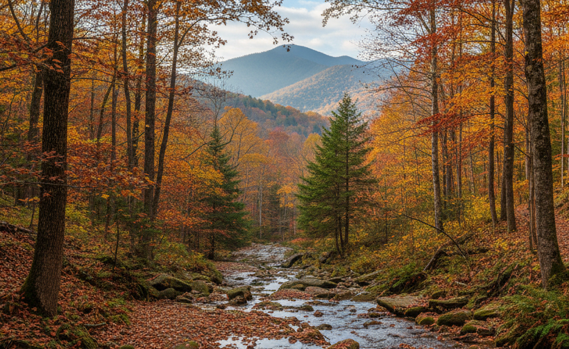 Cozy cabin scene in November